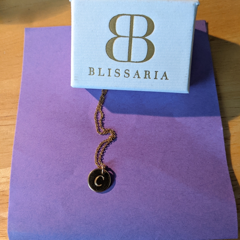 Gold initial pendant necklace with letter C